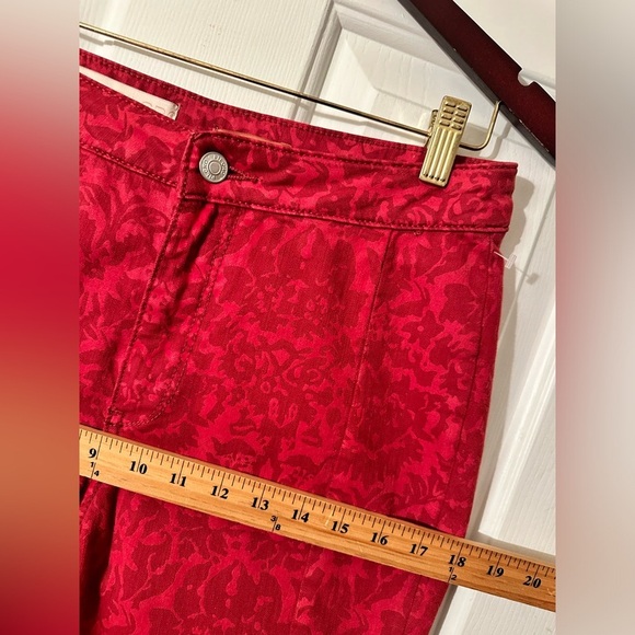 PILCRO Anthropologie Flocked High Rise Leggings size 28  Cranberry PRISTINE - Picture 9 of 12